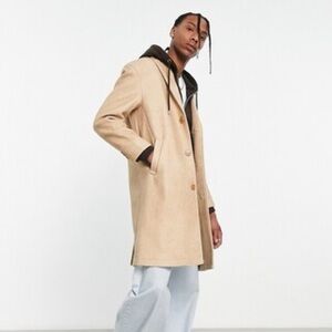 Bershka Mens Overcoat Camel Color